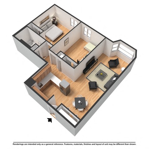 Two bedroom highrise rendering
